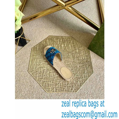 Gucci GG Multicolor Espadrilles Slides Sandals Blue 2021
