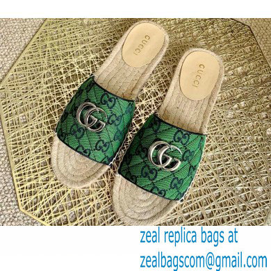 Gucci GG Multicolor Espadrilles Slides Sandals Green 2021 - Click Image to Close