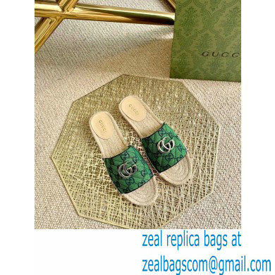 Gucci GG Multicolor Espadrilles Slides Sandals Green 2021 - Click Image to Close