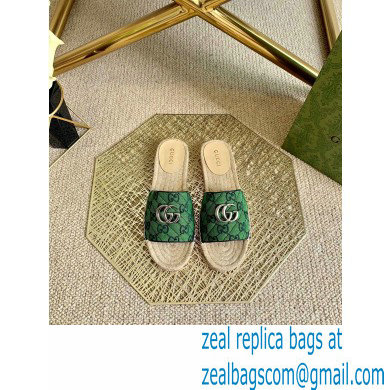 Gucci GG Multicolor Espadrilles Slides Sandals Green 2021 - Click Image to Close