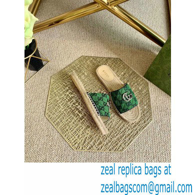 Gucci GG Multicolor Espadrilles Slides Sandals Green 2021