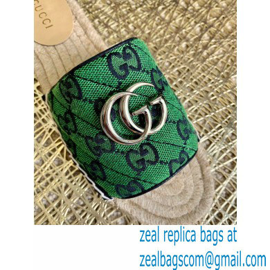 Gucci GG Multicolor Espadrilles Slides Sandals Green 2021