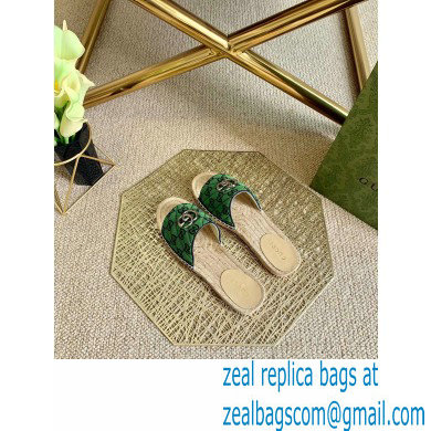 Gucci GG Multicolor Espadrilles Slides Sandals Green 2021