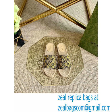 Gucci GG Multicolor Espadrilles Slides Sandals Yellow 2021