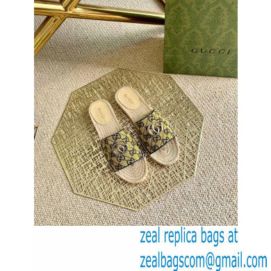 Gucci GG Multicolor Espadrilles Slides Sandals Yellow 2021