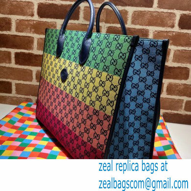 Gucci GG Multicolor Large Tote Bag 659980 Green/Yellow/Pink/Red 2021 - Click Image to Close