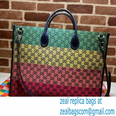 Gucci GG Multicolor Large Tote Bag 659980 Green/Yellow/Pink/Red 2021 - Click Image to Close