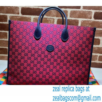 Gucci GG Multicolor Large Tote Bag 659980 Red 2021 - Click Image to Close