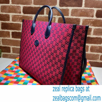 Gucci GG Multicolor Large Tote Bag 659980 Red 2021 - Click Image to Close