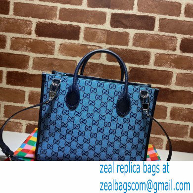 Gucci GG Multicolor Small Tote Bag 659983 Blue 2021 - Click Image to Close