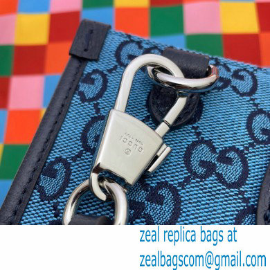 Gucci GG Multicolor Small Tote Bag 659983 Blue 2021 - Click Image to Close