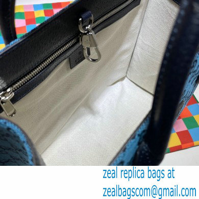 Gucci GG Multicolor Small Tote Bag 659983 Blue 2021 - Click Image to Close