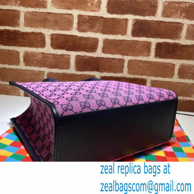 Gucci GG Multicolor Small Tote Bag 659983 Pink 2021