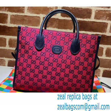 Gucci GG Multicolor Small Tote Bag 659983 Red 2021 - Click Image to Close