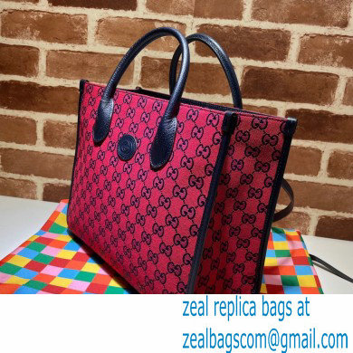 Gucci GG Multicolor Small Tote Bag 659983 Red 2021 - Click Image to Close