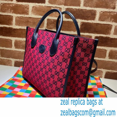 Gucci GG Multicolor Small Tote Bag 659983 Red 2021