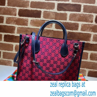 Gucci GG Multicolor Small Tote Bag 659983 Red 2021