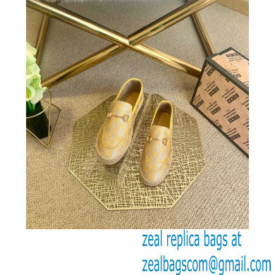 Gucci GG Supreme Canvas Horsebit Espadrilles Gold 2021