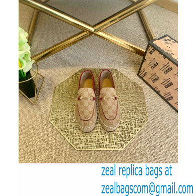 Gucci GG Supreme Canvas Horsebit Espadrilles Red 2021
