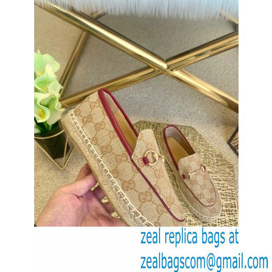 Gucci GG Supreme Canvas Horsebit Espadrilles Red 2021