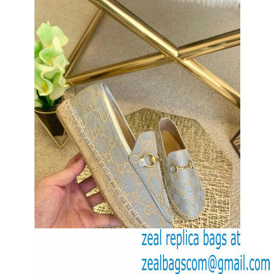 Gucci GG Supreme Canvas Horsebit Espadrilles Silver 2021