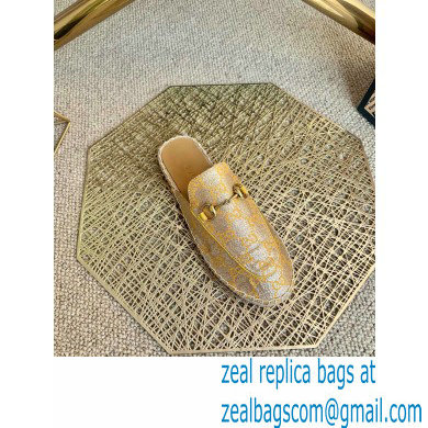 Gucci GG Supreme Canvas Horsebit Espadrilles Slippers Gold 2021