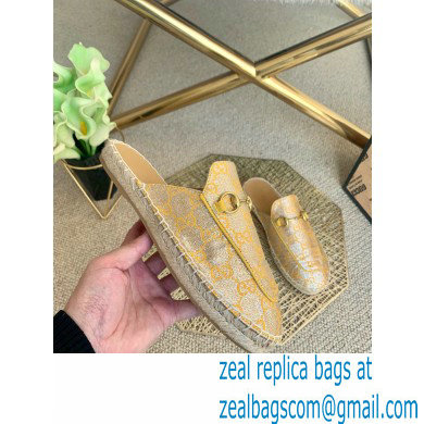 Gucci GG Supreme Canvas Horsebit Espadrilles Slippers Gold 2021 - Click Image to Close