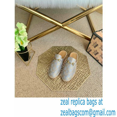 Gucci GG Supreme Canvas Horsebit Espadrilles Slippers Silver 2021