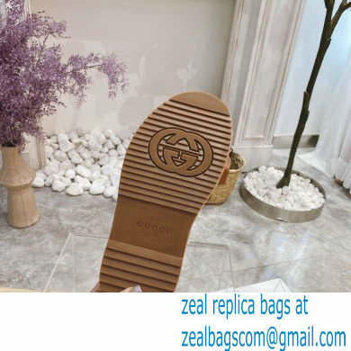 Gucci Heel 5.5cm Platform 4cm Criss-cross Straps GG Slide Sandals Canvas Beige 2021
