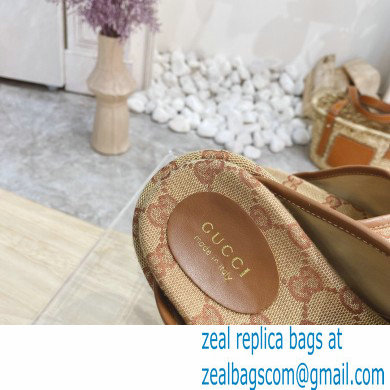 Gucci Heel 5.5cm Platform 4cm Criss-cross Straps GG Slide Sandals Canvas Beige 2021