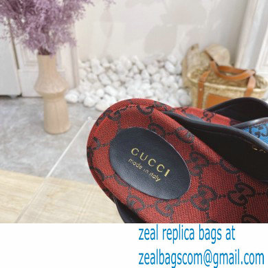 Gucci Heel 5.5cm Platform 4cm Criss-cross Straps GG Slide Sandals Canvas Multicolor 2021 - Click Image to Close