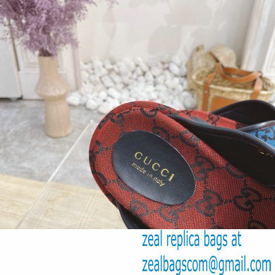 Gucci Heel 5.5cm Platform 4cm Criss-cross Straps GG Slide Sandals Canvas Multicolor 2021