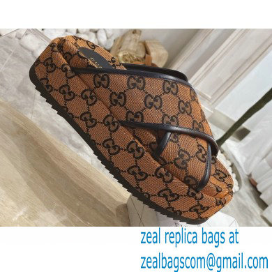 Gucci Heel 5.5cm Platform 4cm Criss-cross Straps GG Slide Sandals Canvas Orange 2021 - Click Image to Close