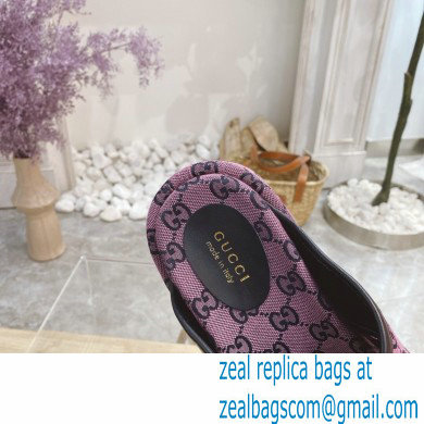 Gucci Heel 5.5cm Platform 4cm Criss-cross Straps GG Slide Sandals Canvas Pink 2021