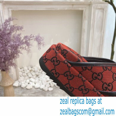 Gucci Heel 5.5cm Platform 4cm Criss-cross Straps GG Slide Sandals Canvas Red 2021