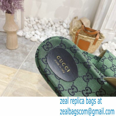 Gucci Heel 5.5cm Platform 4cm GG Slide Sandals Canvas Green 2021