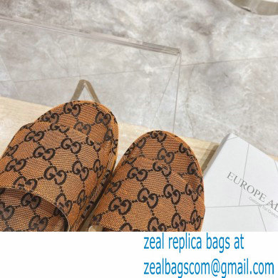 Gucci Heel 5.5cm Platform 4cm GG Slide Sandals Canvas Orange 2021