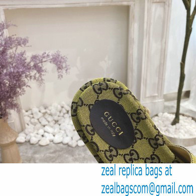 Gucci Heel 5.5cm Platform 4cm GG Slide Sandals Canvas Yellow 2021