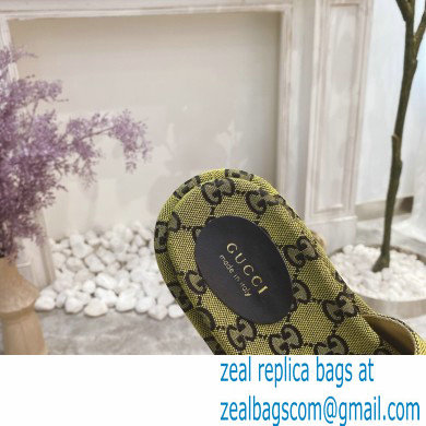 Gucci Heel 5.5cm Platform 4cm GG Slide Sandals Canvas Yellow 2021