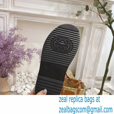 Gucci Heel 5.5cm Platform 4cm GG Slide Sandals Canvas Yellow 2021