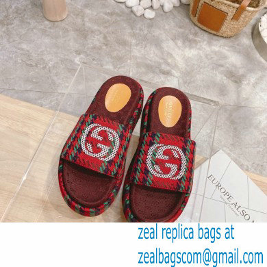Gucci Heel 5.5cm Platform 4cm GG Slide Sandals Jacquard 2021