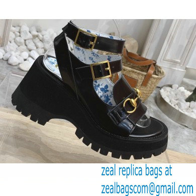 Gucci Heel 8.5cm Platform Sandals with Horsebit 645394 Black 2021