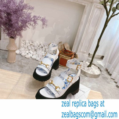 Gucci Heel 8.5cm Platform Sandals with Horsebit 645394 White 2021