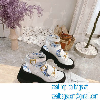 Gucci Heel 8.5cm Platform Sandals with Horsebit 645394 White 2021