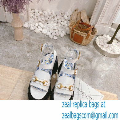Gucci Heel 8.5cm Platform Sandals with Horsebit 645394 White 2021