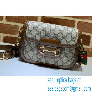 Gucci Horsebit 1955 Mini Shoulder Bag 658574 GG Supreme Canvas Coffee 2021 - Click Image to Close