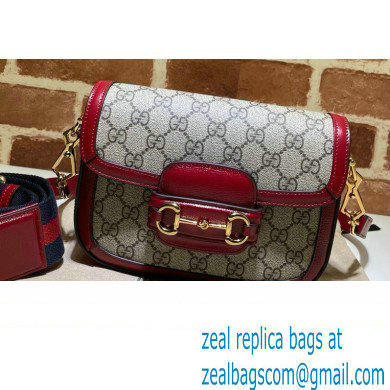 Gucci Horsebit 1955 Mini Shoulder Bag 658574 GG Supreme Canvas Red 2021 - Click Image to Close