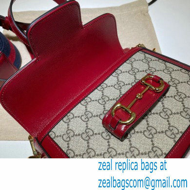 Gucci Horsebit 1955 Mini Shoulder Bag 658574 GG Supreme Canvas Red 2021 - Click Image to Close