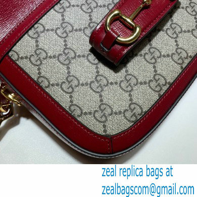 Gucci Horsebit 1955 Mini Shoulder Bag 658574 GG Supreme Canvas Red 2021 - Click Image to Close