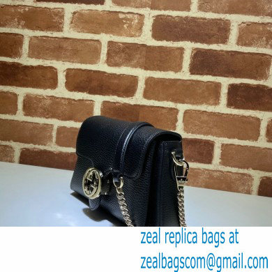 Gucci Interlocking G Leather Crossbody Bag 607720 Black 2021 - Click Image to Close